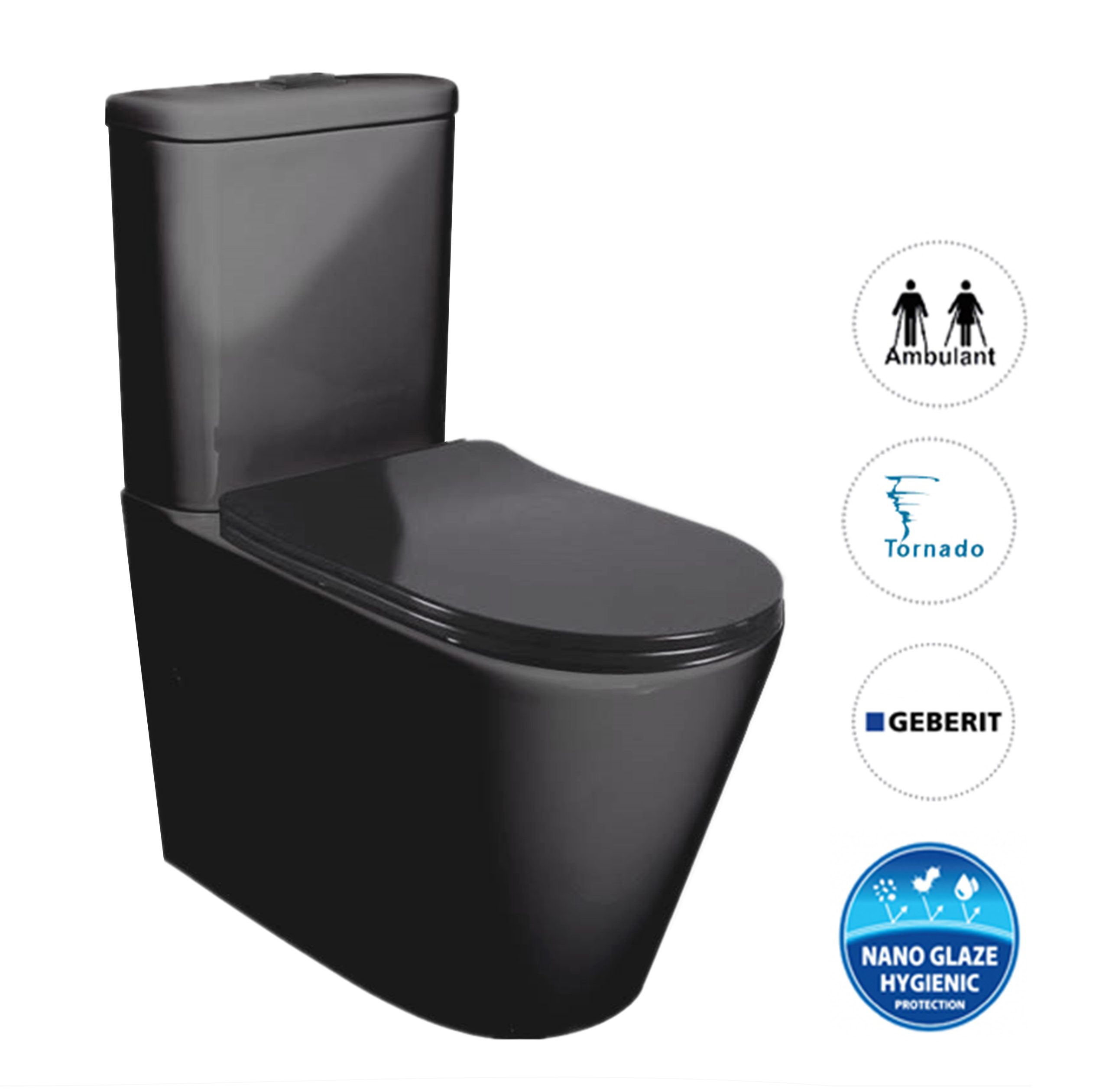 INSPIRE RADIANT Back To Wall Toilet Suite Matte Black