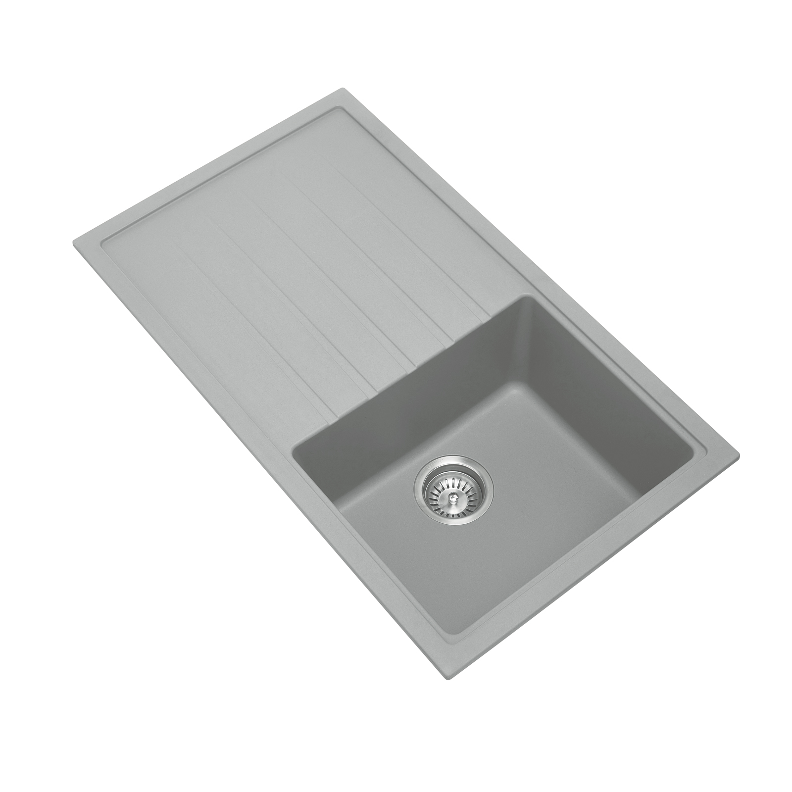 Concrete Grey Carysil Vivaldi D-100 Granite Single Bowl with Drain Board Stone Kitchen Sink 860*500mm