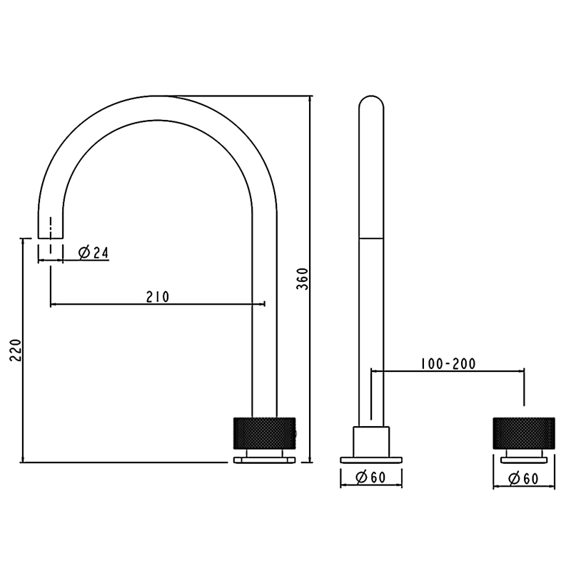 MOON Series Brushed Brass Split Type Basin Mixer