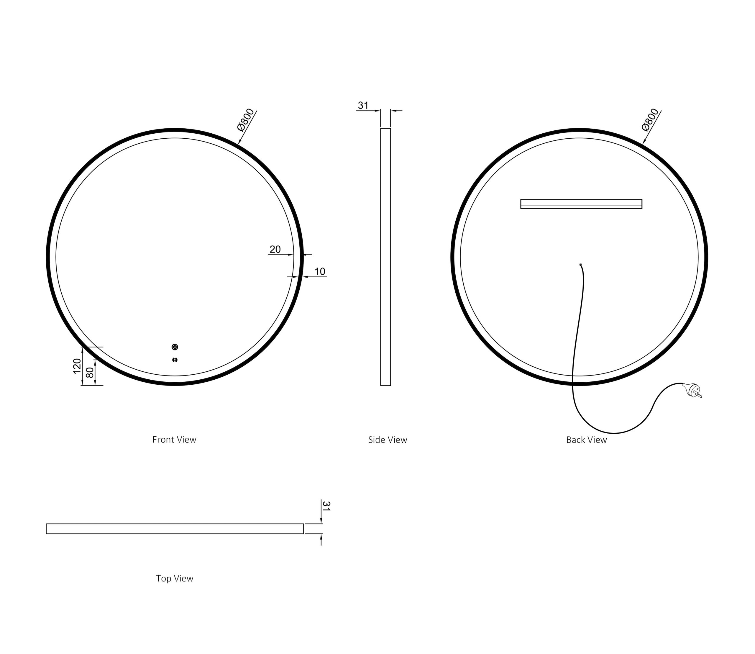 OTTI BONDI MATTE WHITE FRAMED LED MIRROR