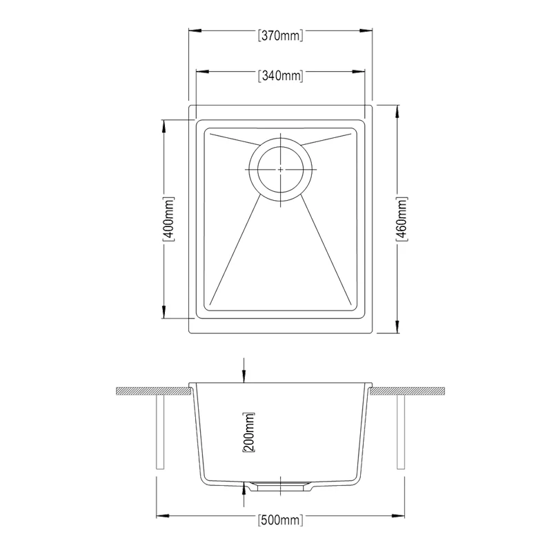 White Carysil Enigma N100N Granite Single Bowl Stone Kitchen Sink 370460200mm