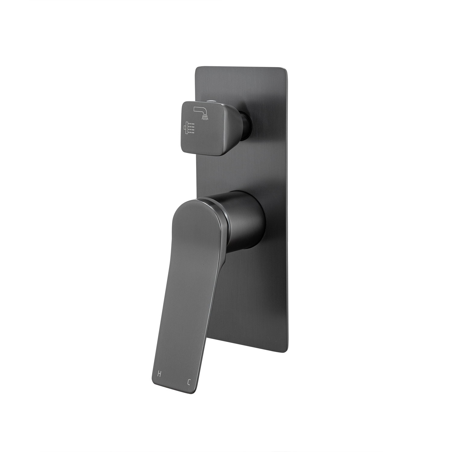 RUSHY Series Square Brushed Gun Metal Grey Wall Mixer With Diverter (Colour Up)