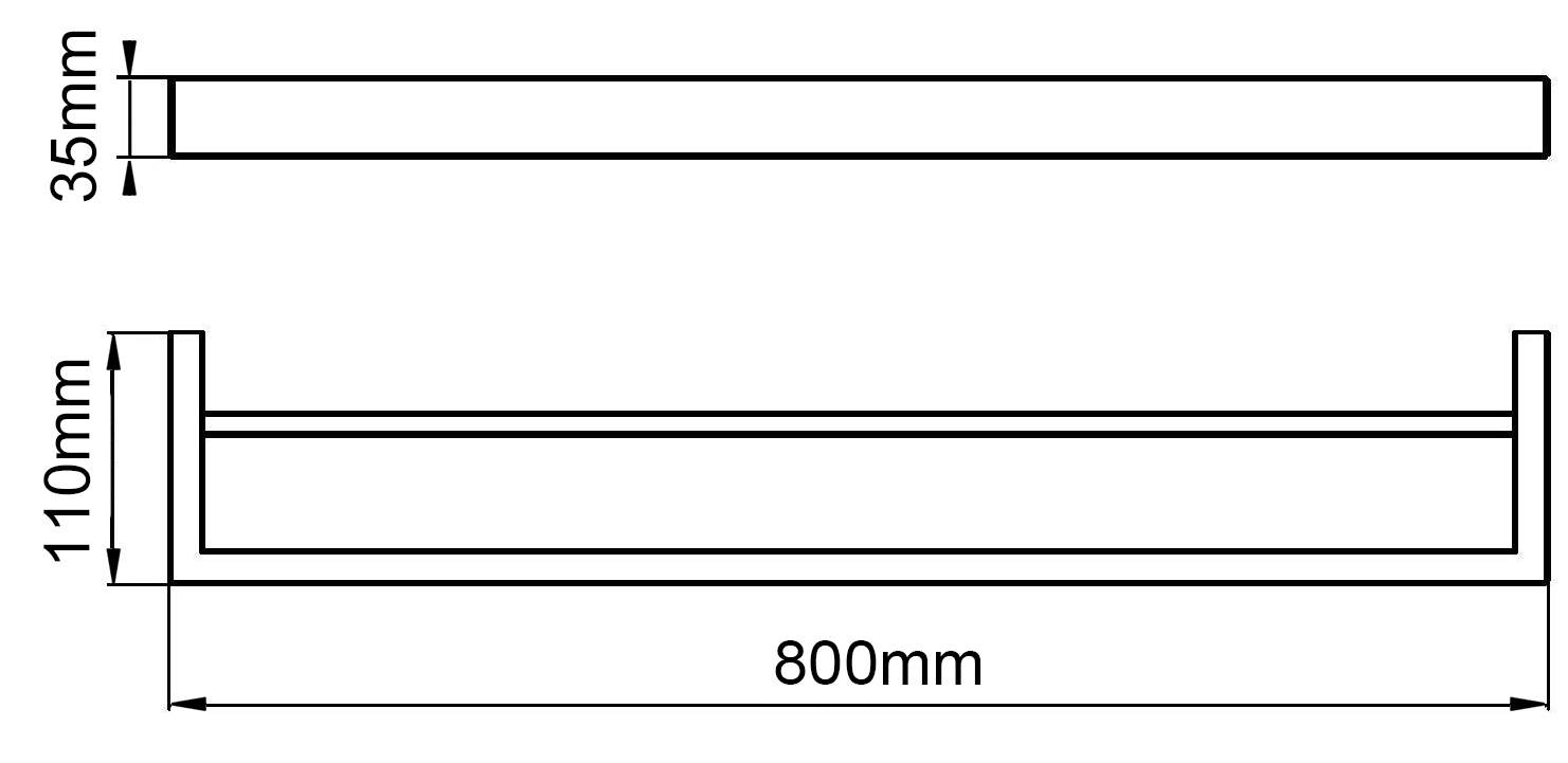 IVANO - 800mm Chrome Double Towel Rail