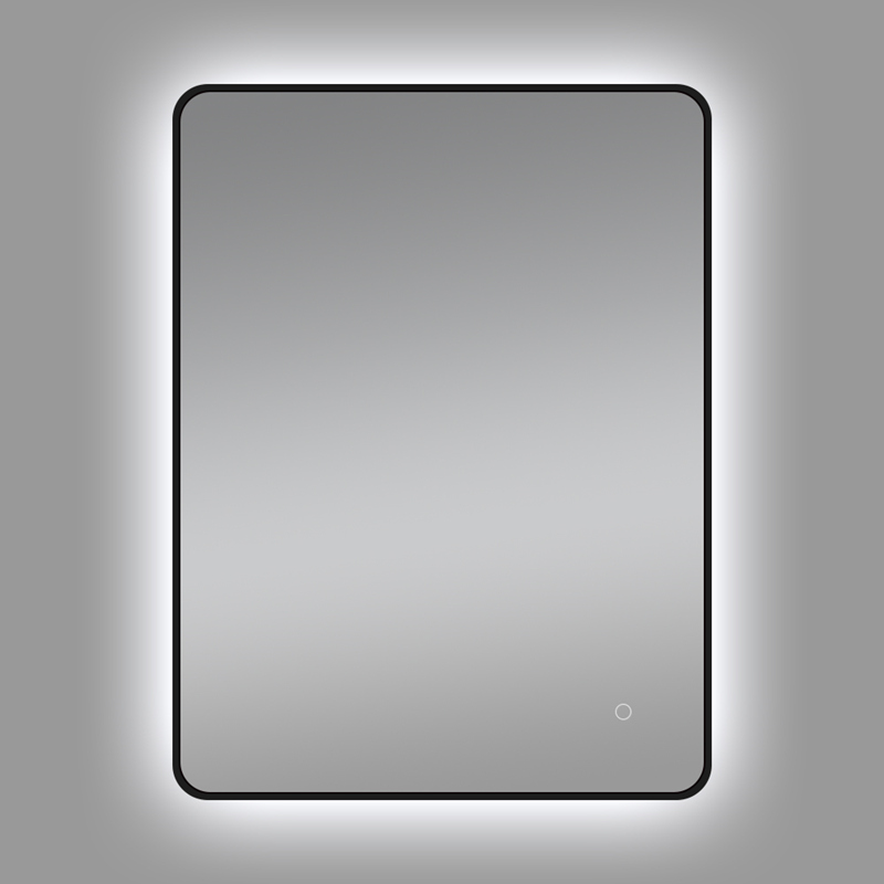 810*610mm Matte Black Aluminum Framed Curved Rim Rectangle 3 Color Lighting Backlit LED Mirror Touch Sensor Switch Wall Mounted Vertical or Horizontal