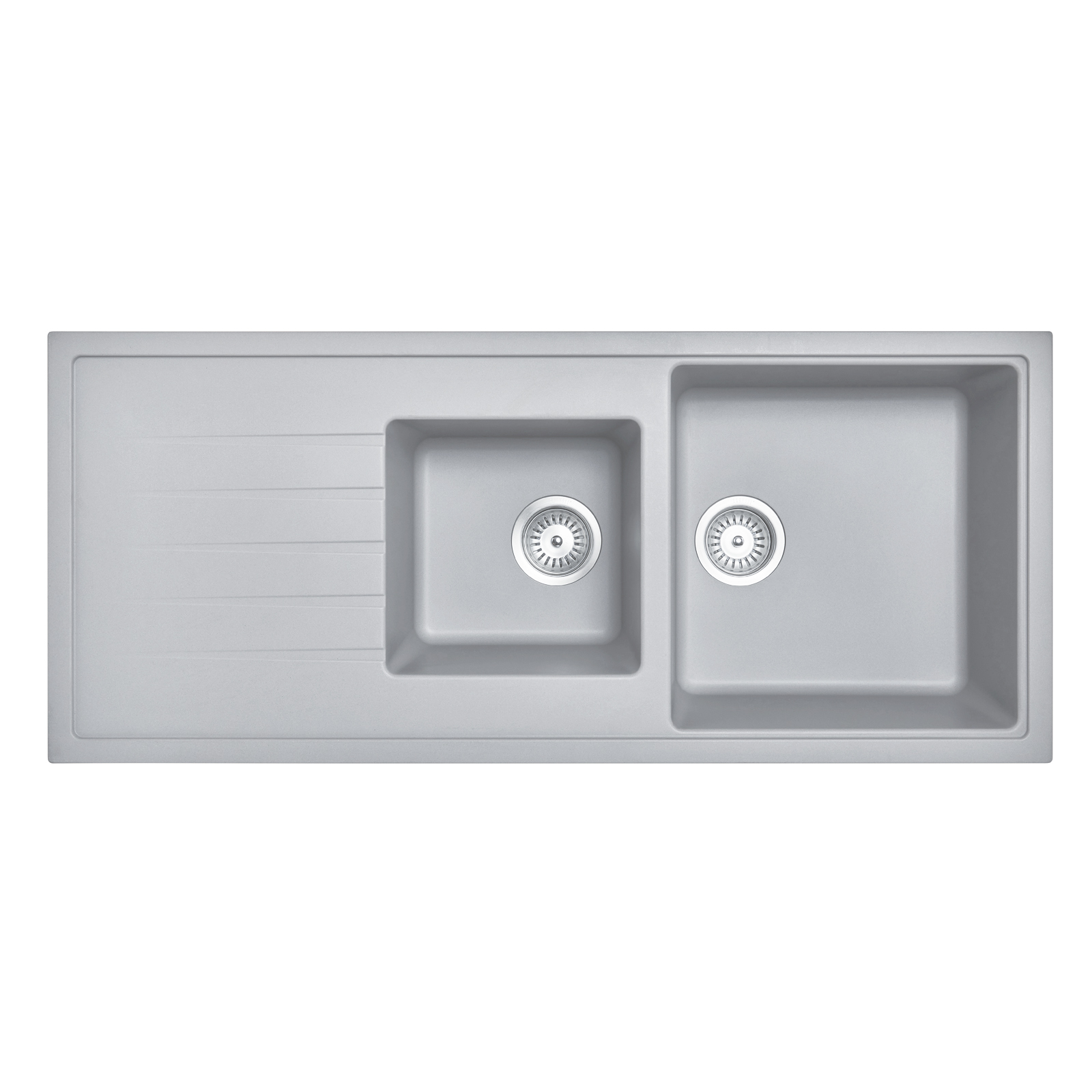 Concrete Grey Carysil Vivaldi D-200 Granite 1 and 1/2 Bowl with Drain Board Stone Kitchen Sink 1160*500mm