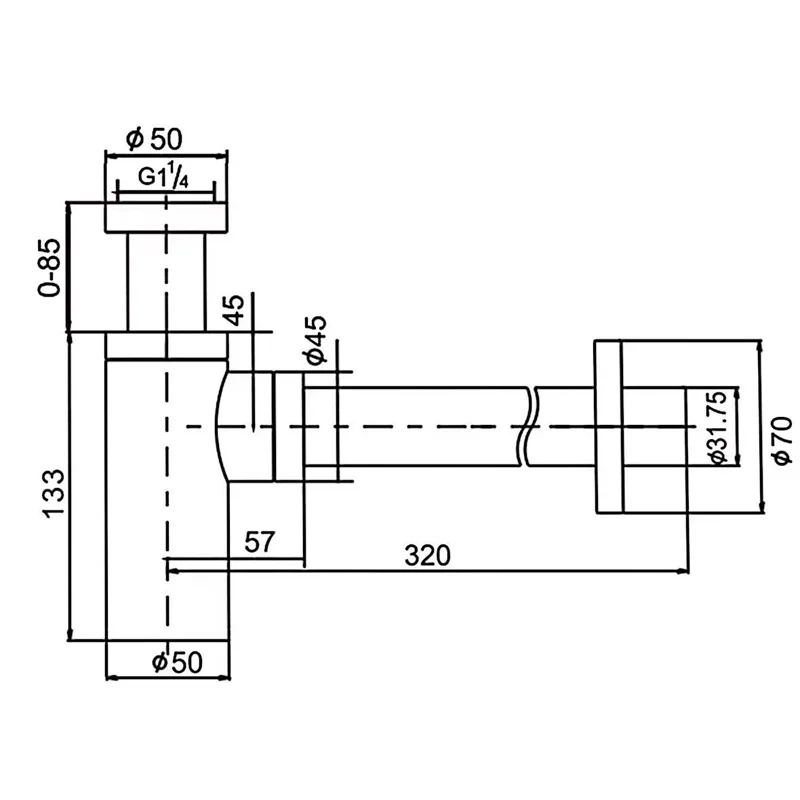 Aquaperla Round Chrome Bottle Trap 32mm