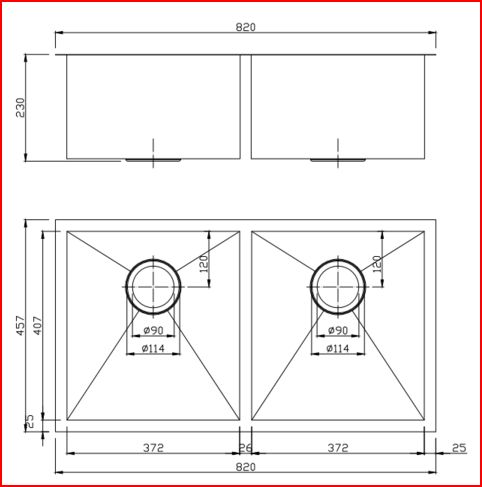 Aquaperla Round Corner Stainless Steel Gun Metal Grey PVD Coating Double Bowl Kitchen Sink(with Bottom Tray) 820*457*230mm