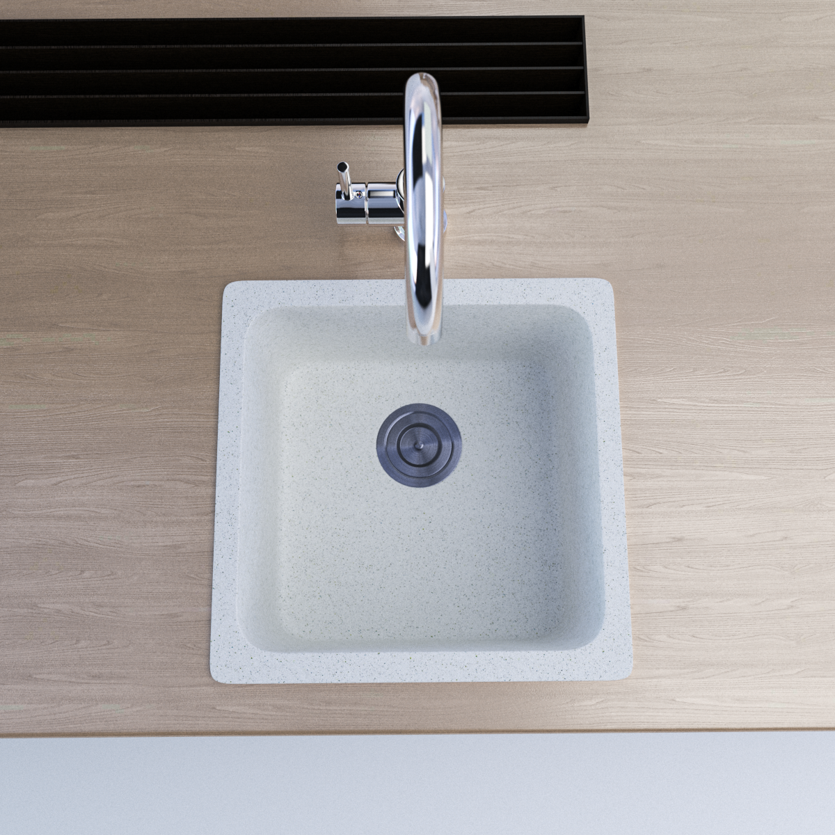 420 x 420mm White Granite Sink – Single Bowl | Scratch & Stain Resistant