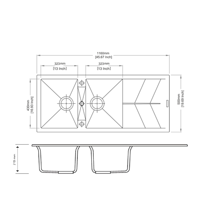 White Carysil Jazz D-200 Double Bowl with Drain Board Stone Kitchen Sink 1150*500mm