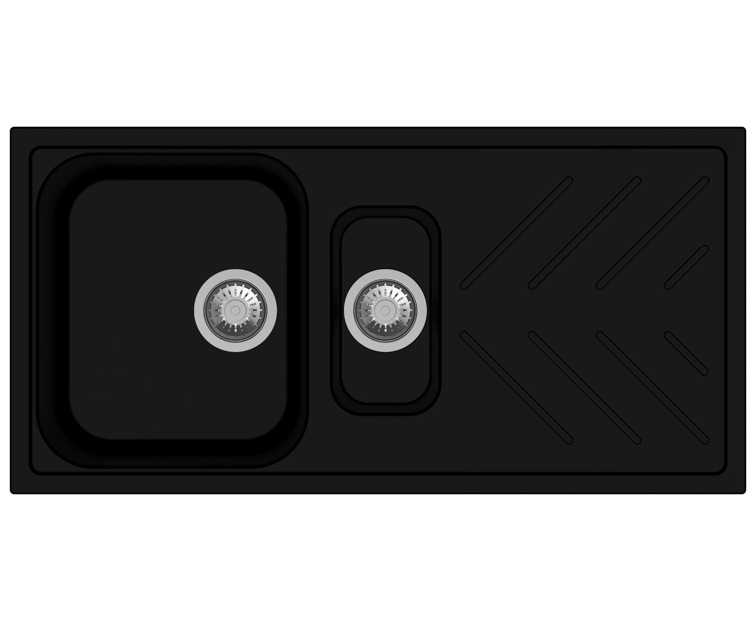 Black Carysil New Beethoven D150 Granite 1 and 1/4 Bowl with Drain Board Stone Kitchen Sink 1000*500mm