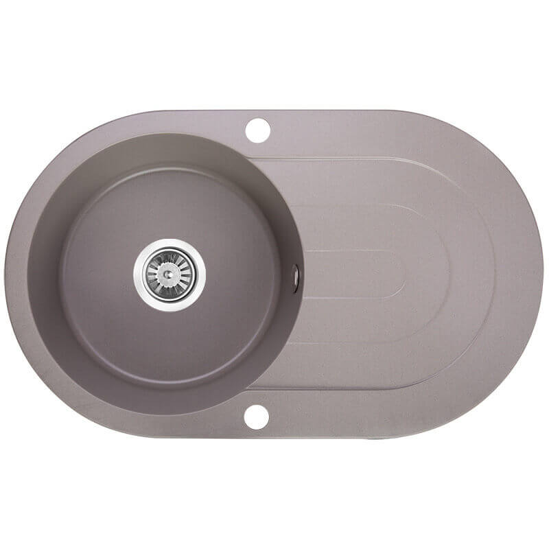 Laveo Dafne Grey Granite Single Bowl with Drain Board Stone Kitchen Sink 470780204mm(including Space Saving Siphon and Click-clack Plug)