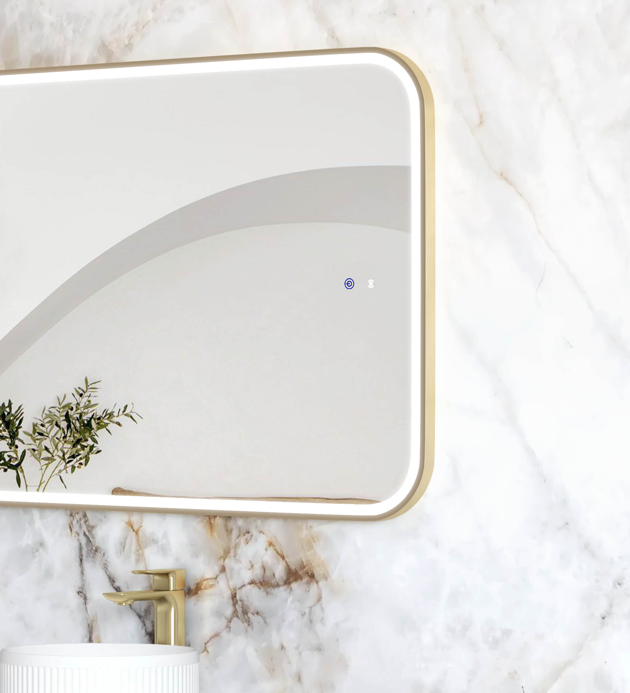 OTTI LED Newport 1500(W)x750(H) Gold Metal Frame Mirror- Install Horizontal or Vertical