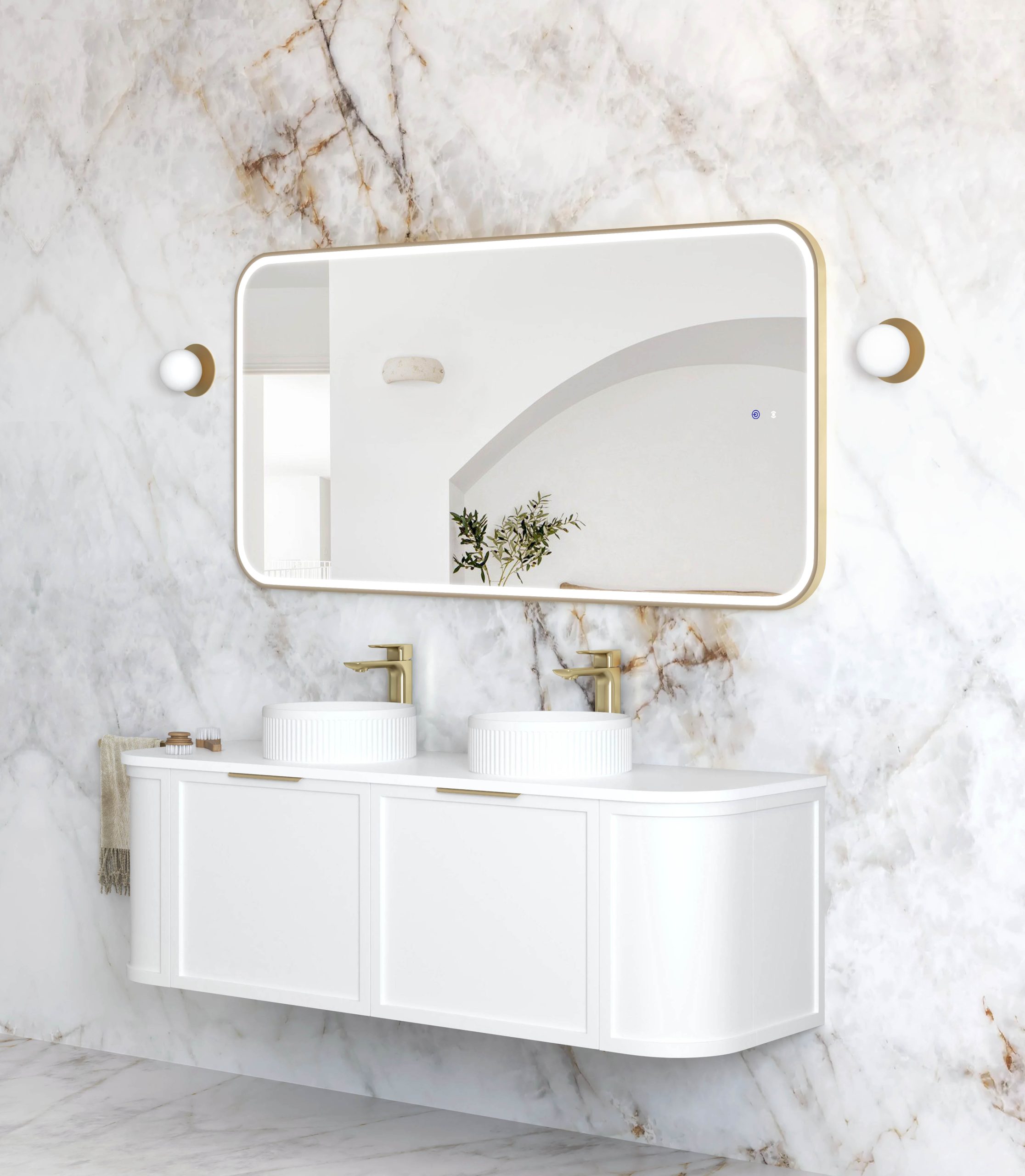 OTTI LED Newport 1500(W)x750(H) Gold Metal Frame Mirror- Install Horizontal or Vertical