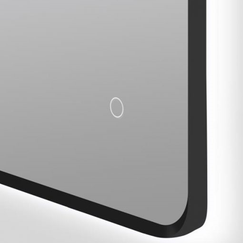 810*610mm Matte Black Aluminum Framed Curved Rim Rectangle 3 Color Lighting Backlit LED Mirror Touch Sensor Switch Wall Mounted Vertical or Horizontal