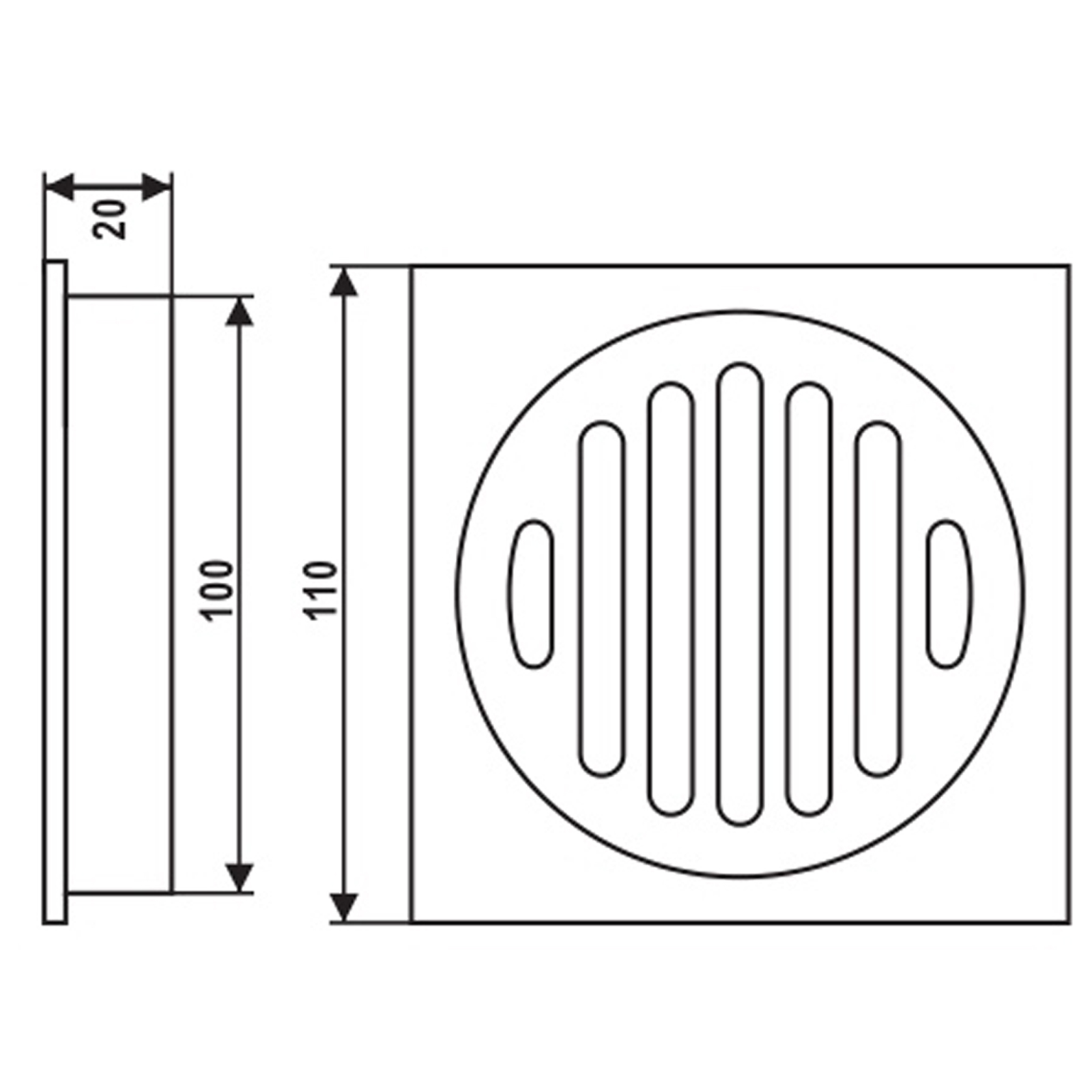 110×110mm Chrome Brass Floor Drain (100mm Outlet)