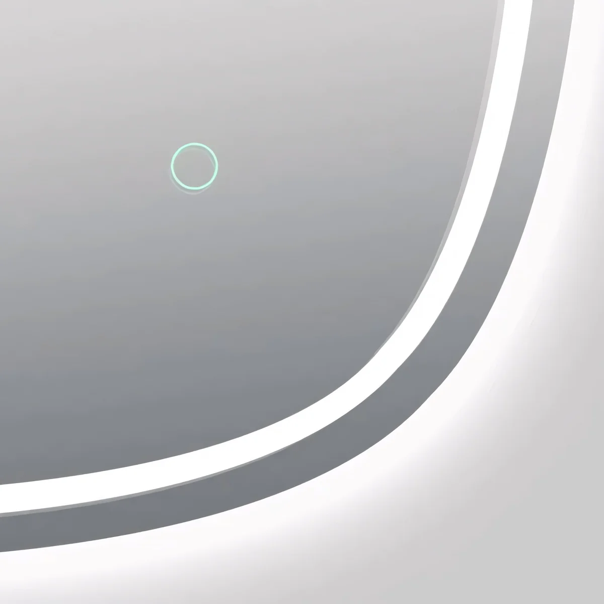 600*600mm Rounded Edge Acrylic Front & Backlit LED Mirror 3 Color Lighting Touch Sensor Switch Wall Mounted White Frame