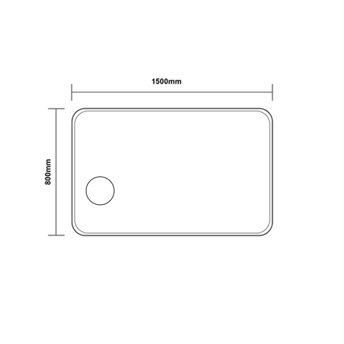 1500×800 mm Curved Rim Rectangle 3-Color Frontlit LED Mirror with Magnifier & Defogger