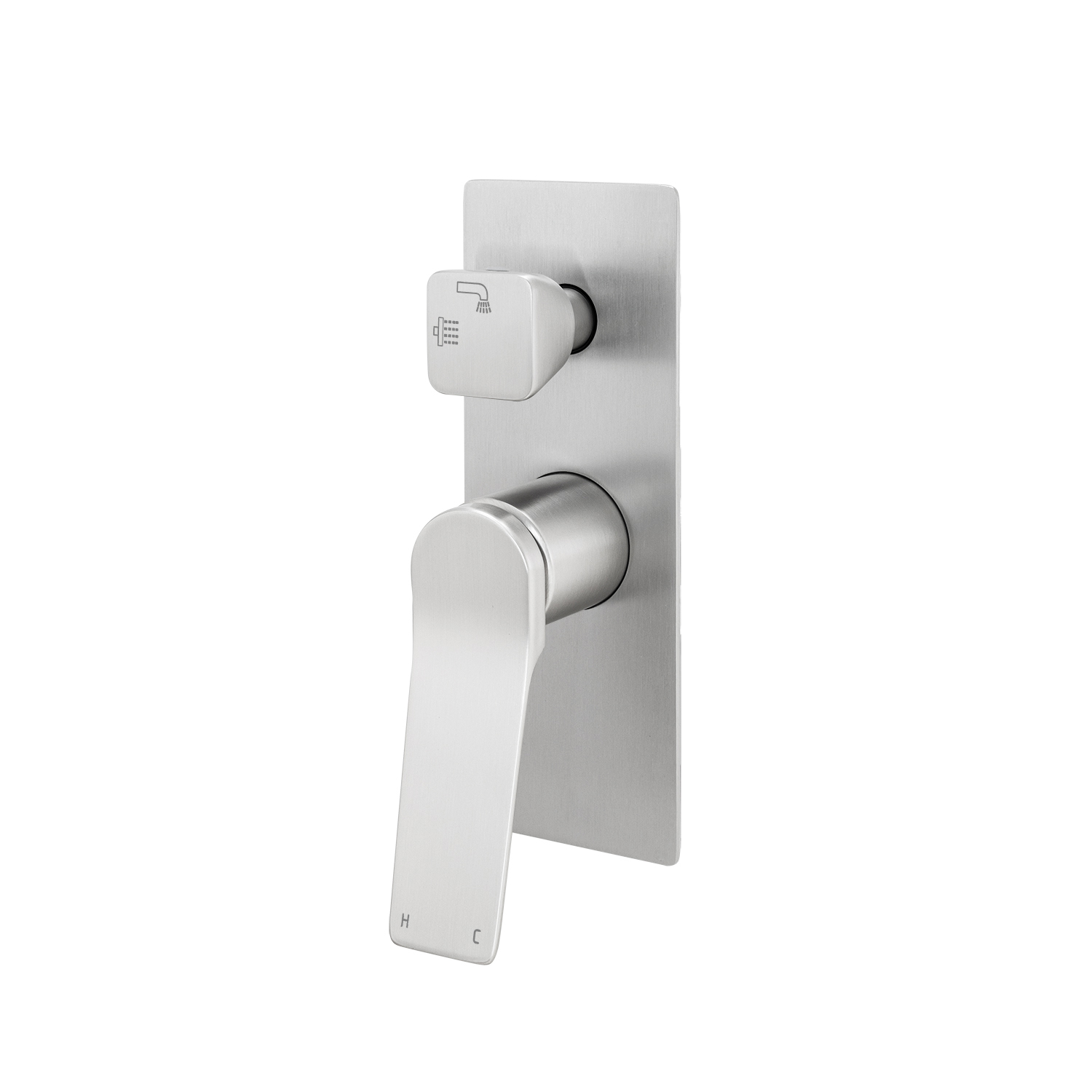 RUSHY Series Square Brushed Nickel Wall Mixer With Diverter (Colour Up)