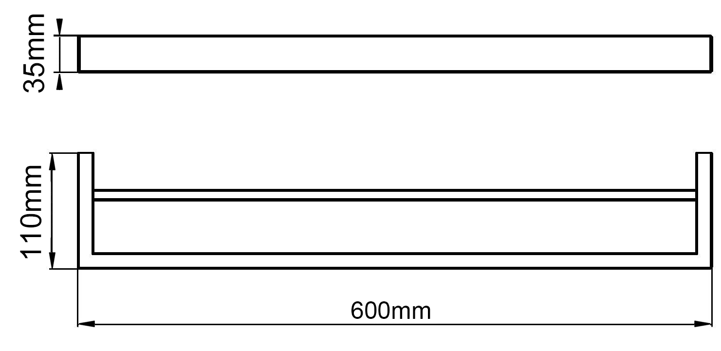 IVANO - 600mm Brushed Brass Double Towel Rail