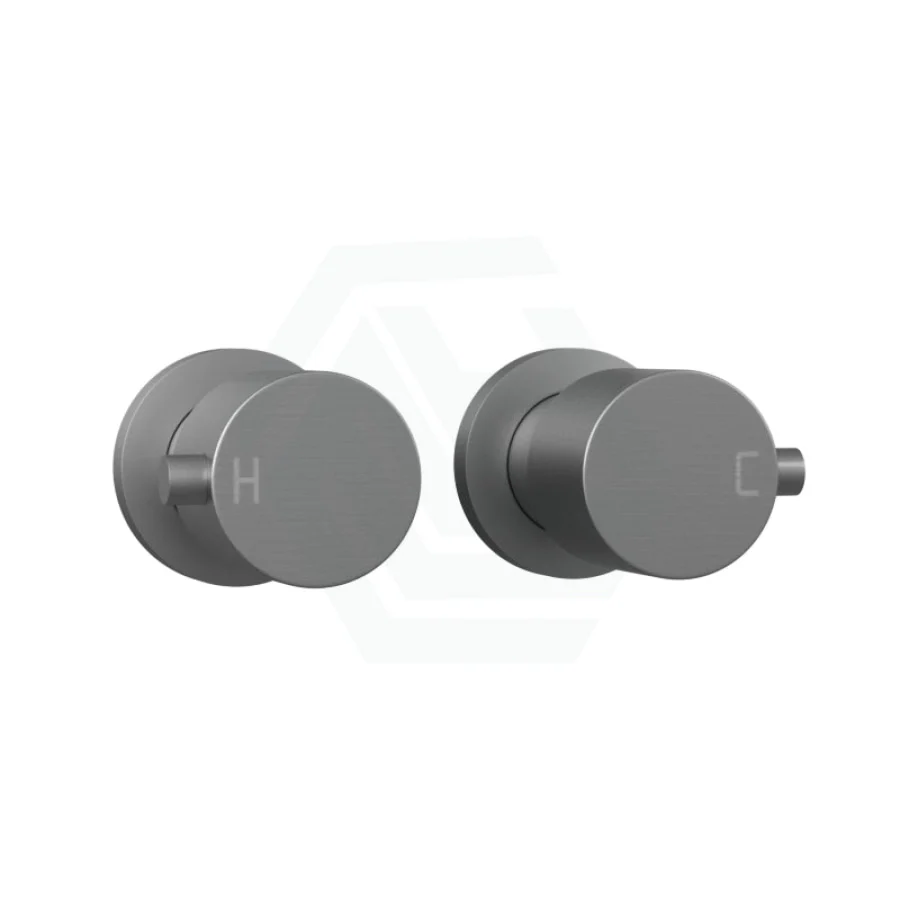 Round Gun Metal Grey Shower Wall Taps