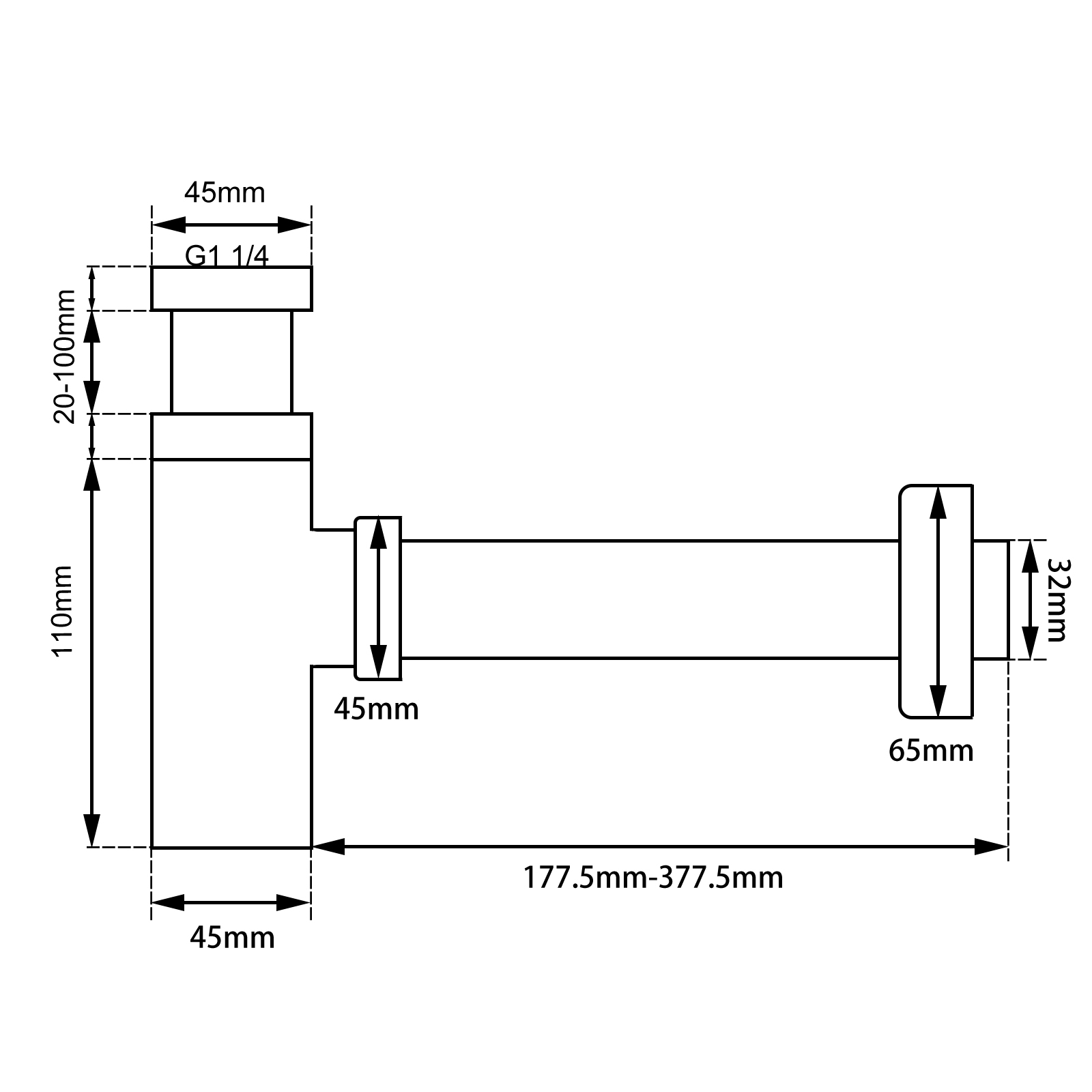 Aquaperla Gun Metal Grey Bottle Trap 32mm