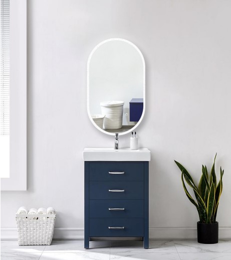600×900 mm Oval 3-Color Lighting Acrylic LED Mirror with Defogger