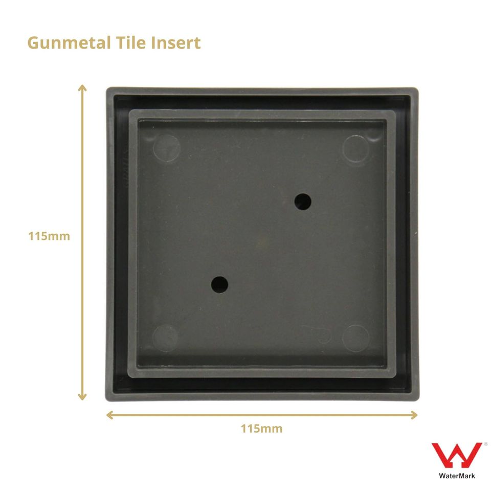 115×115×35mm Gun Metal Grey Smart Tile Insert Floor Waste Shower Grate Drain (88mm Outlet)