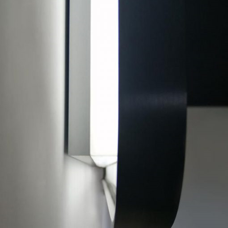 810*610mm Matte Black Aluminum Framed Curved Rim Rectangle 3 Color Lighting Backlit LED Mirror Touch Sensor Switch Wall Mounted Vertical or Horizontal