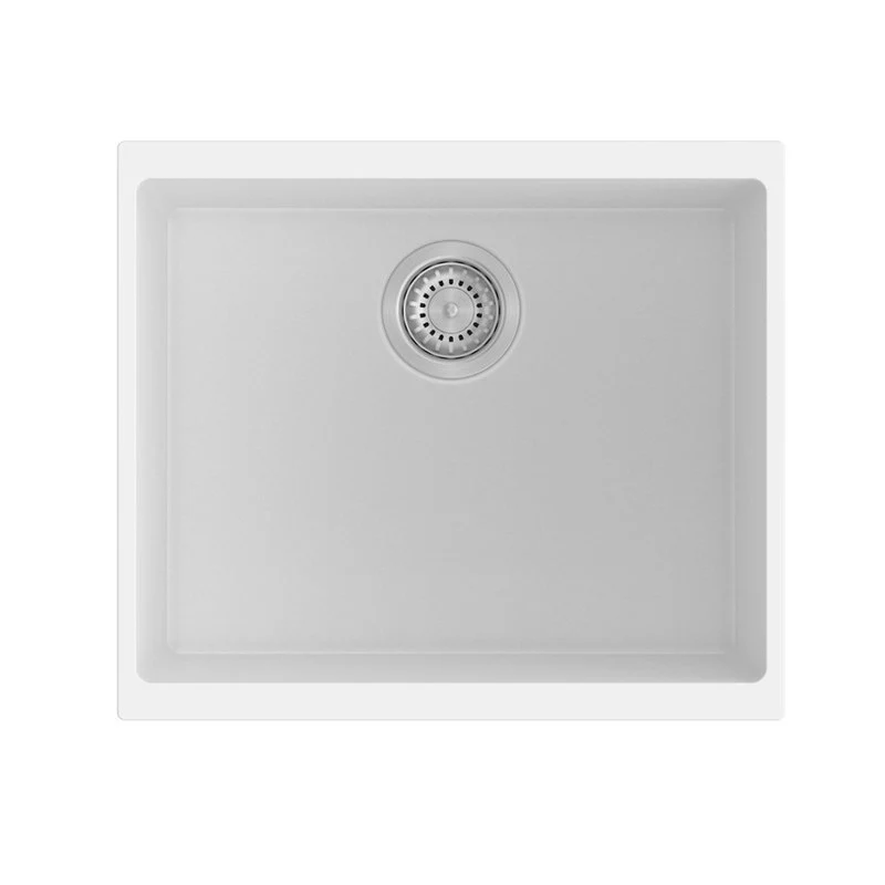 White Carysil Enigma N100S Granite Single Bowl Stone Kitchen Sink 530460200mm