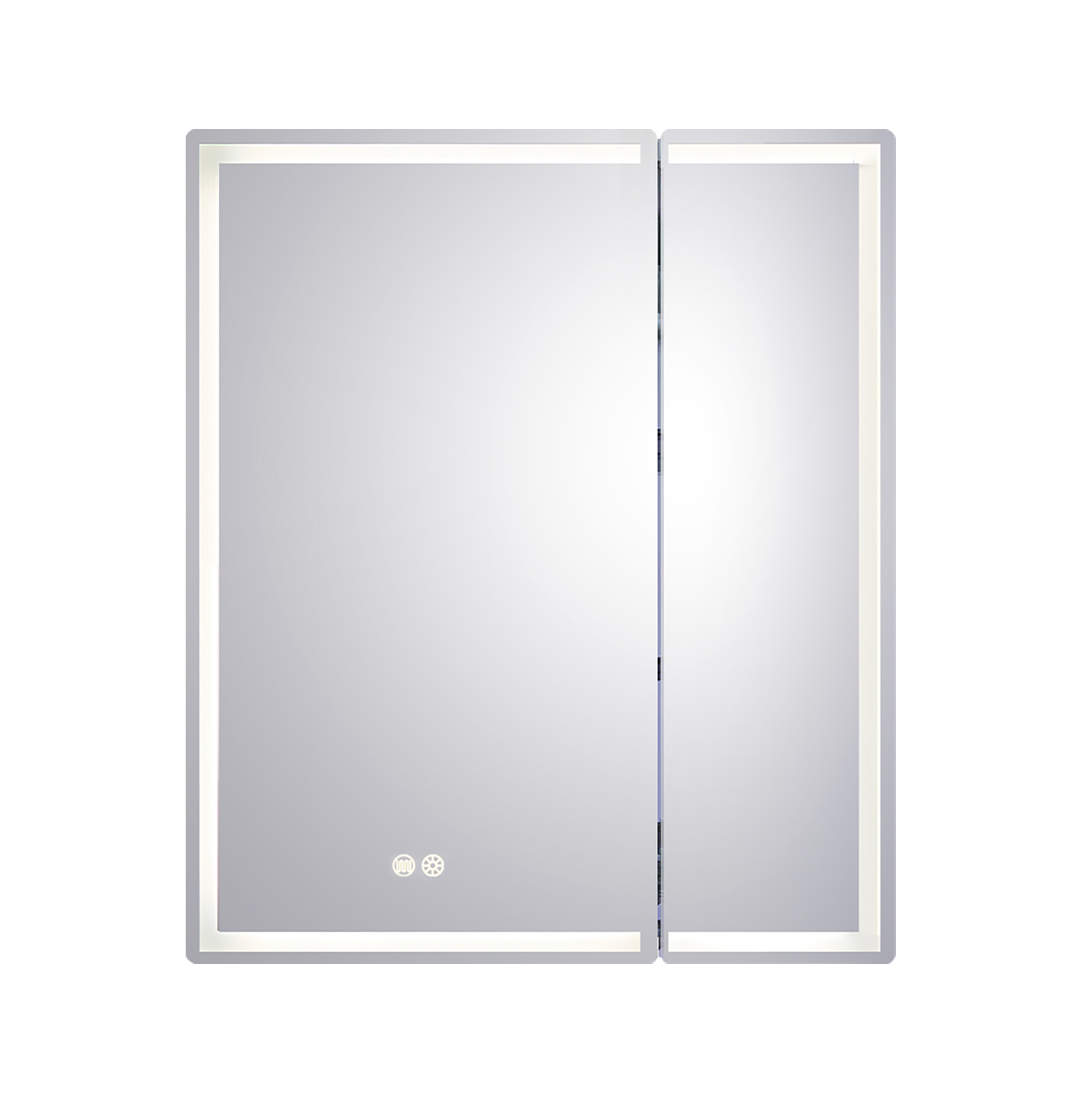 750*720*139mm Silver Brushed Rectangular LED Mirror Shaving Cabinet(Double Doors,Anti-Fogging)