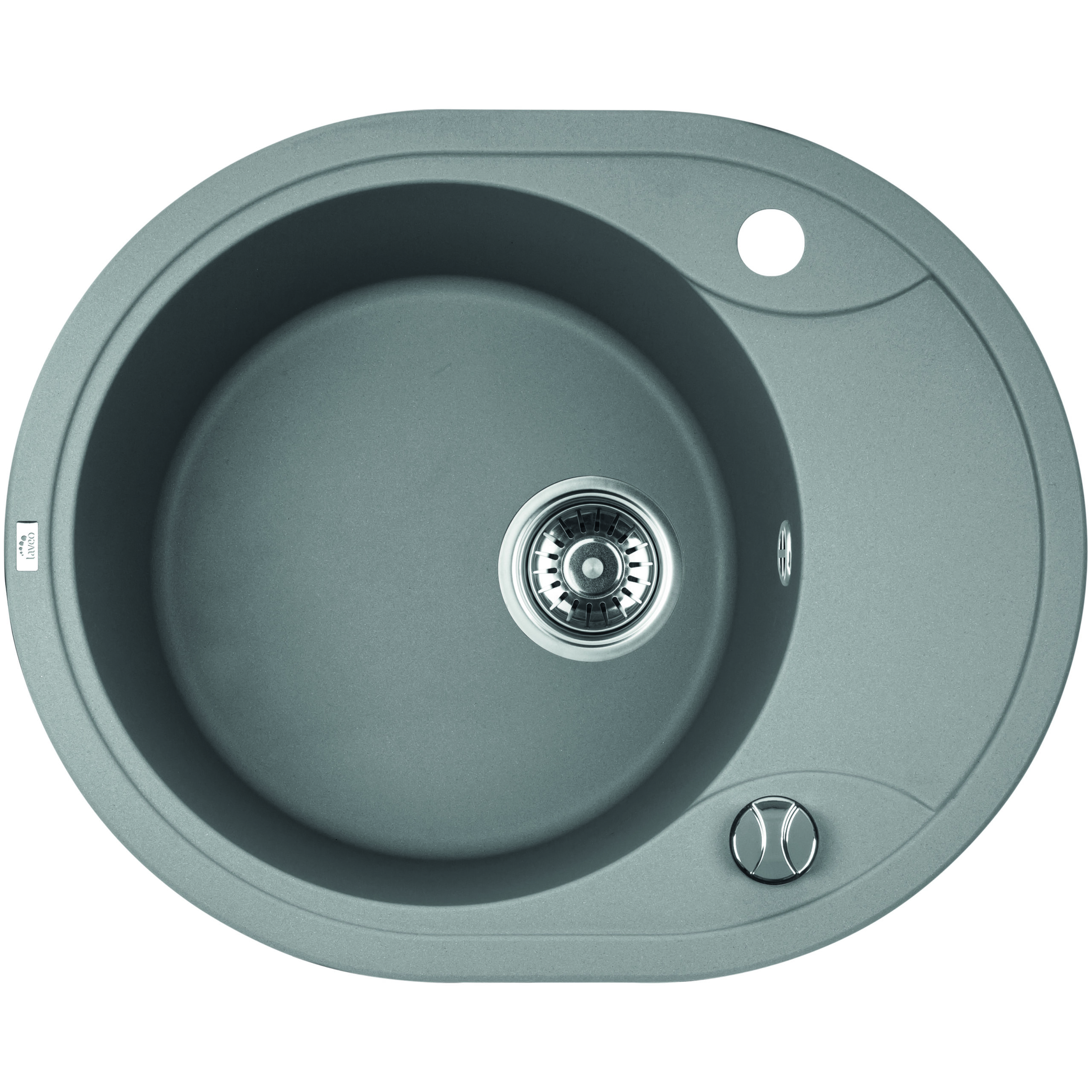 Laveo Dafne Grey Granite Single Bowl Stone Kitchen Sink 470*580*198mm(including Space Saving Siphon and Click-clack Plug)