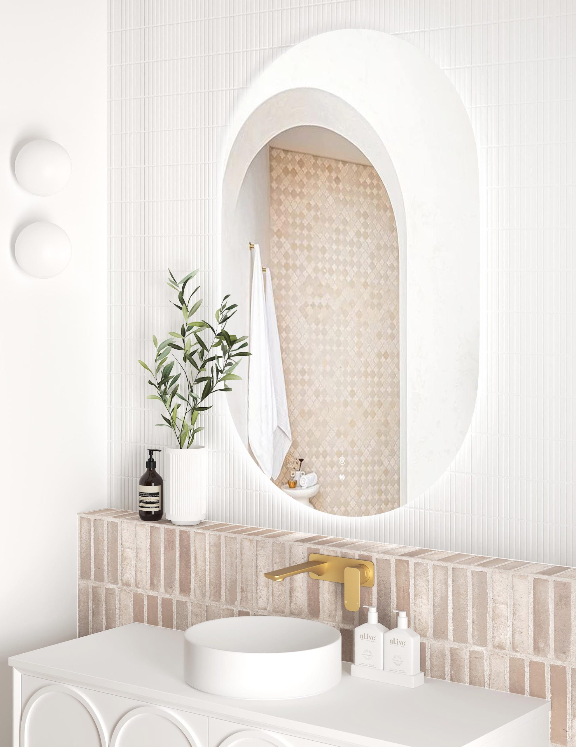 OTTI LED Noosa 1200(W)x750(H) Frameless Tuffi Mirror - Install Horizontal or Vertical