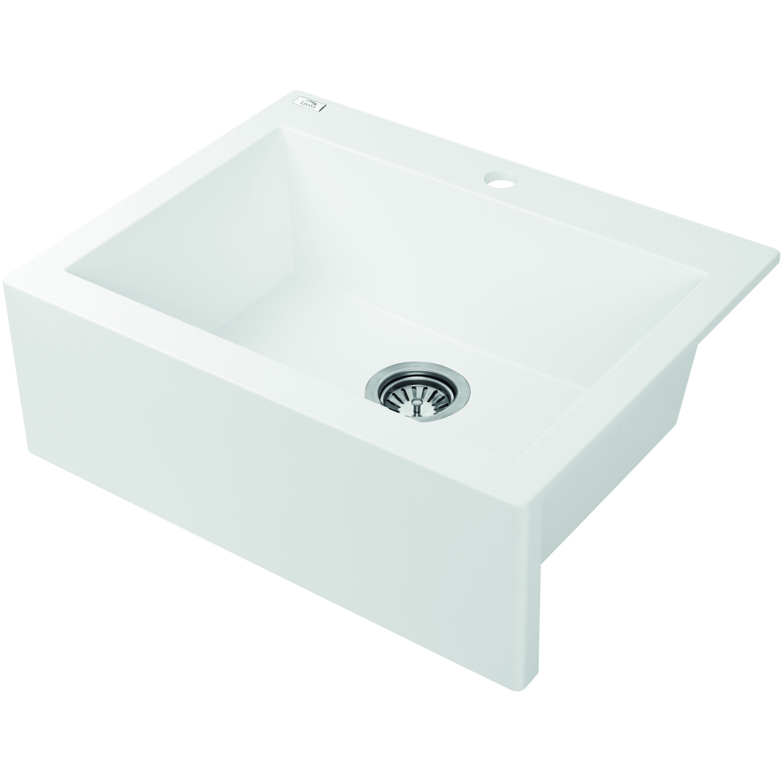 Laveo Komodo White Granite Single Bowl Stone Kitchen Sink 490*580*220mm(including Space Saving Siphon and Click-clack Plug)