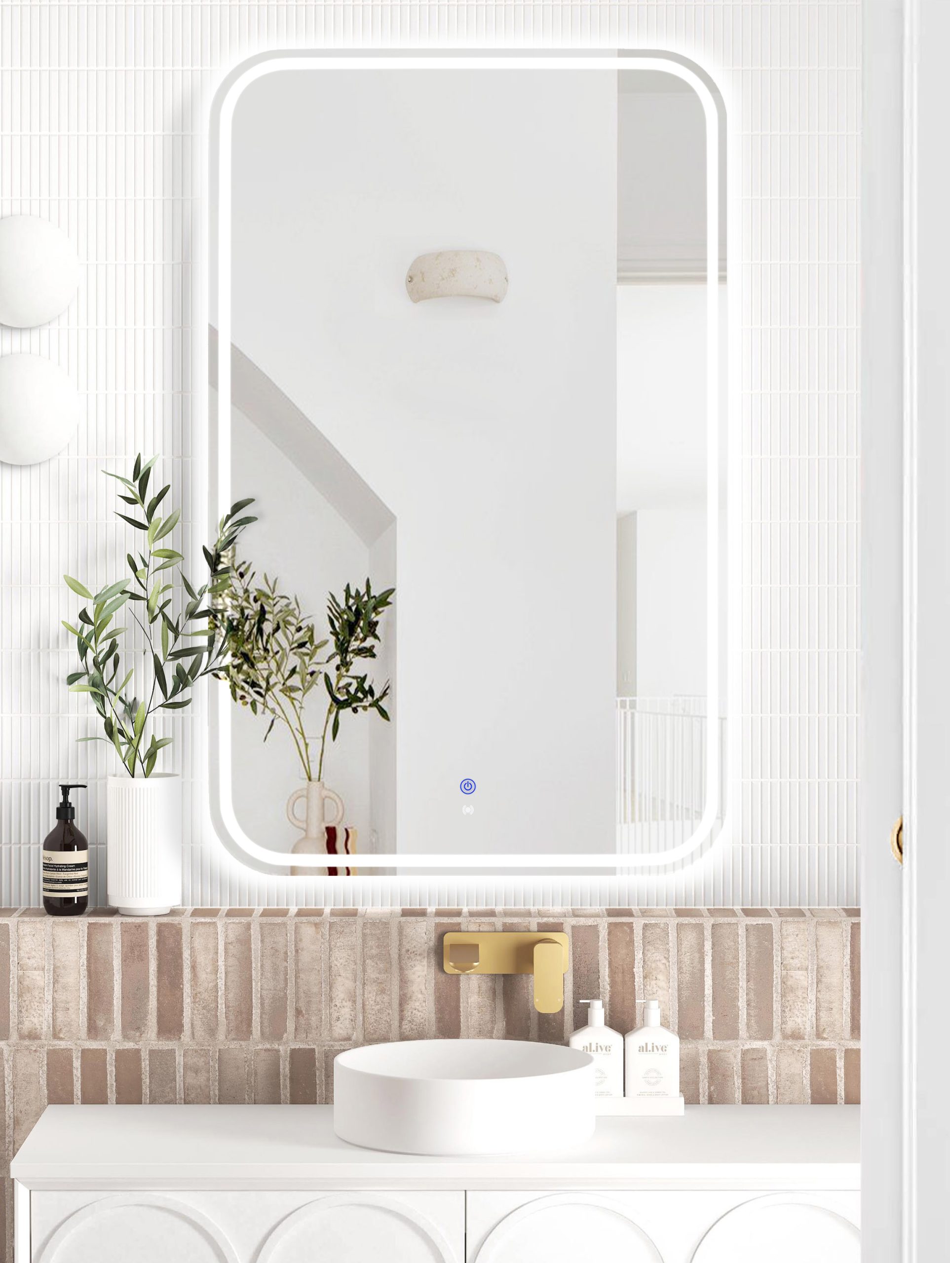 OTTI LED Newport 1200(W)x750(H) Frameless Tuffi Mirror - Install Horizontal or Vertical