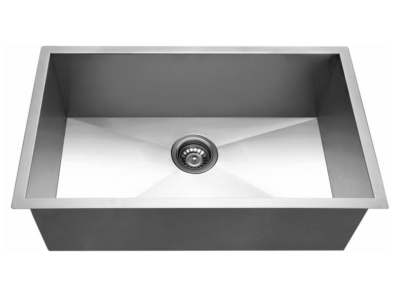 Aquaperla Round Corner Chrome Stainless Steel Handmade Single Bowl Kitchen Sink 762*457*254mm