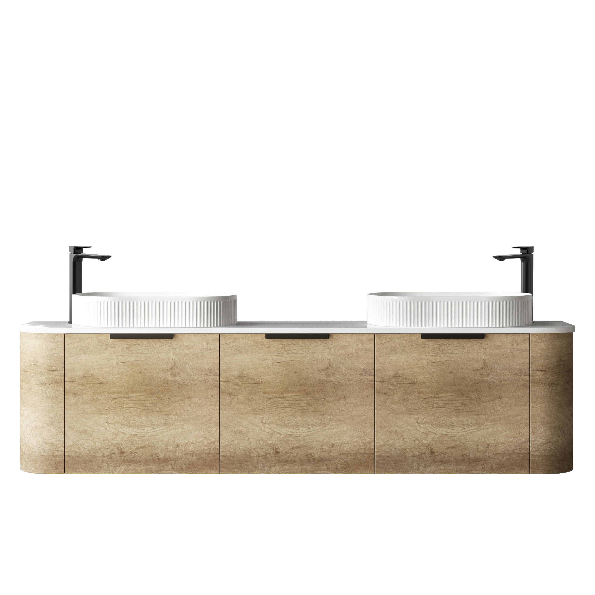 Bondi 1800mm Natural Oak Wall Hung Curve Vanity