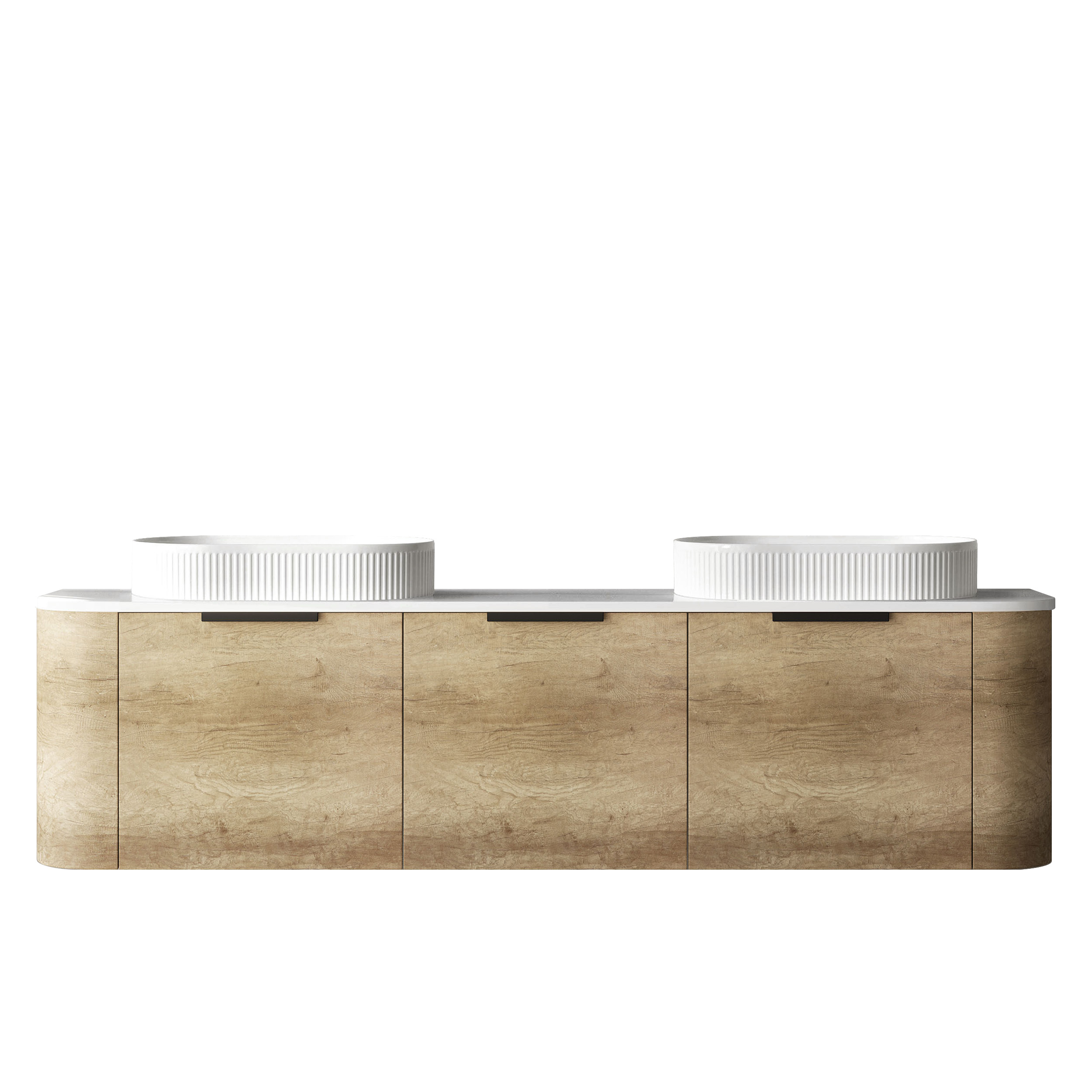 Bondi 1800mm Natural Oak Wall Hung Curve Vanity