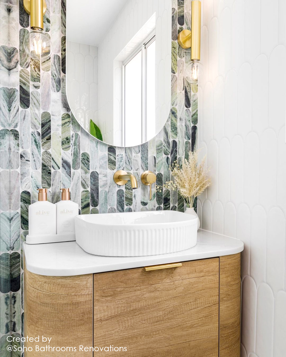 Bondi 750mm Natural Oak Wall Hung Curve Vanity