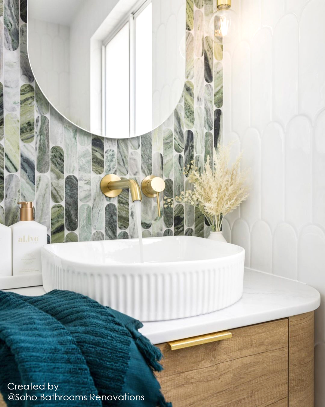 Bondi 750mm Natural Oak Wall Hung Curve Vanity