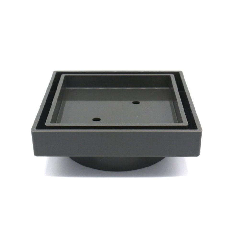 115×115×35mm Gun Metal Grey Smart Tile Insert Floor Waste Shower Grate Drain (88mm Outlet)