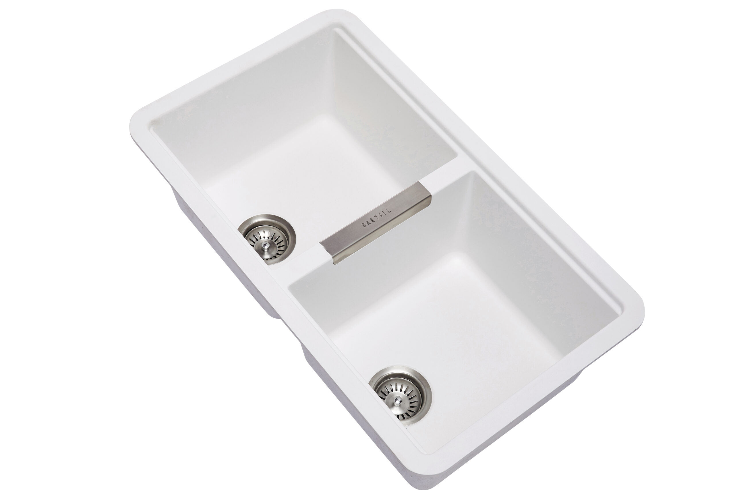 White Carysil CG2B3322 Double Bowl Stone Kitchen Sink 824*481*241mm