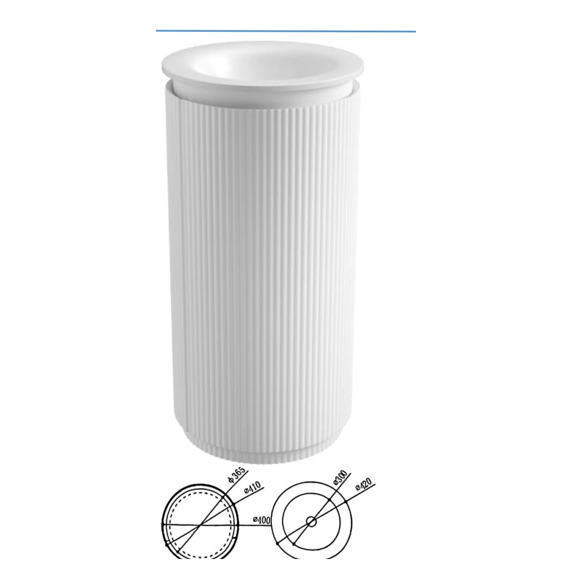 Civaro Floor Standing Matte White Pillar Cabinet