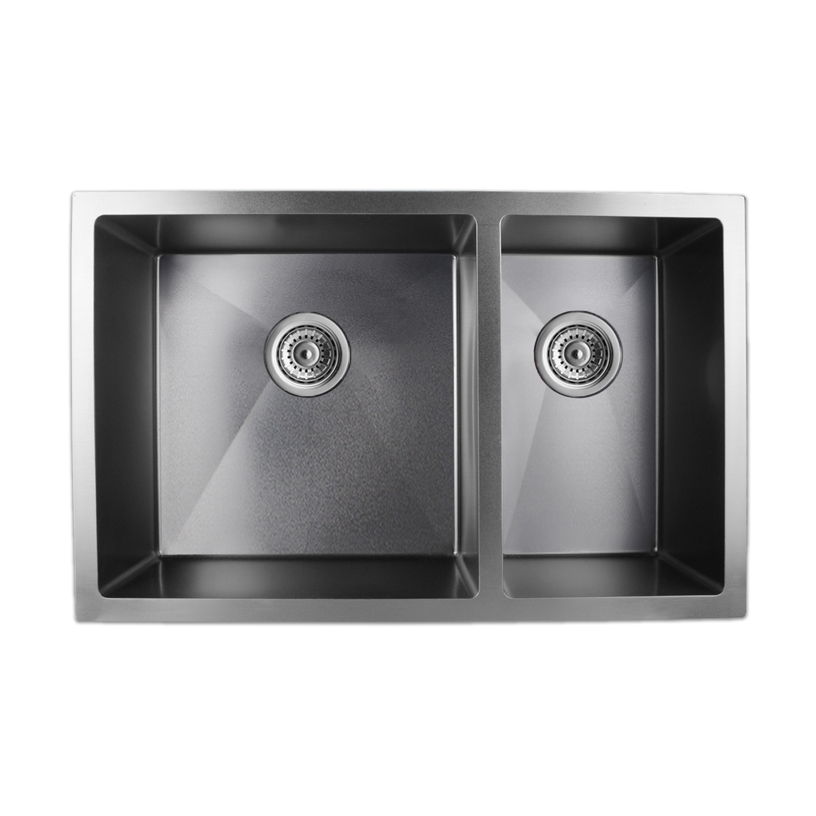 Aquaperla Round Corner Dark Grey Stainless Steel Handmade 1 and 1/2 Bowl Kitchen Sink 710*450*205mm