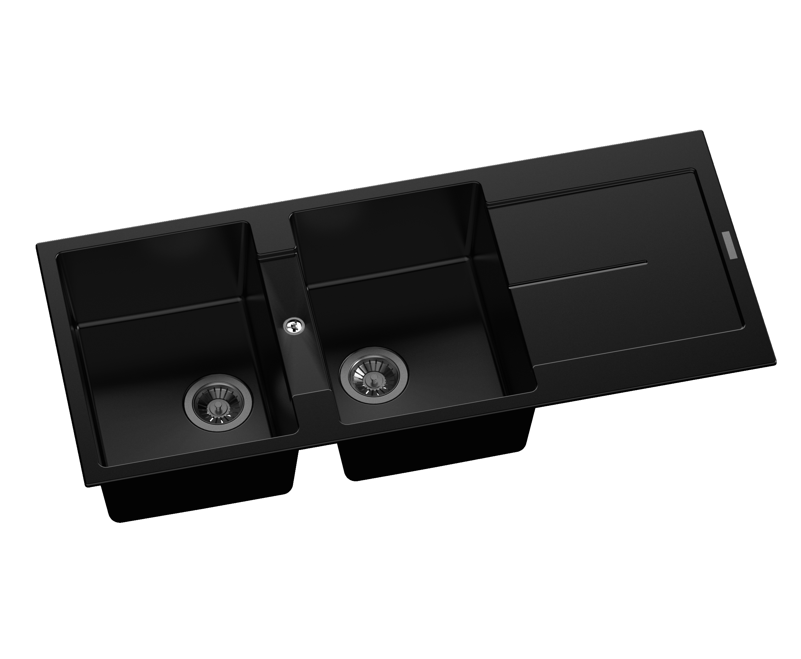 Black Carysil Enigma D200 Granite Double Bowl with Drain Board Stone Kitchen Sink 1160460200mm