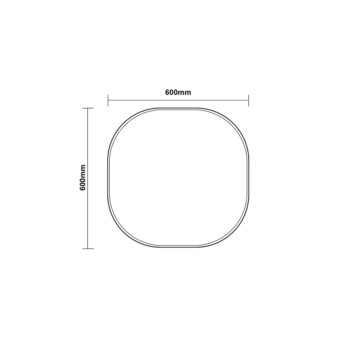 600*600mm Rounded Edge Acrylic Front & Backlit LED Mirror 3 Color Lighting Touch Sensor Switch Wall Mounted White Frame