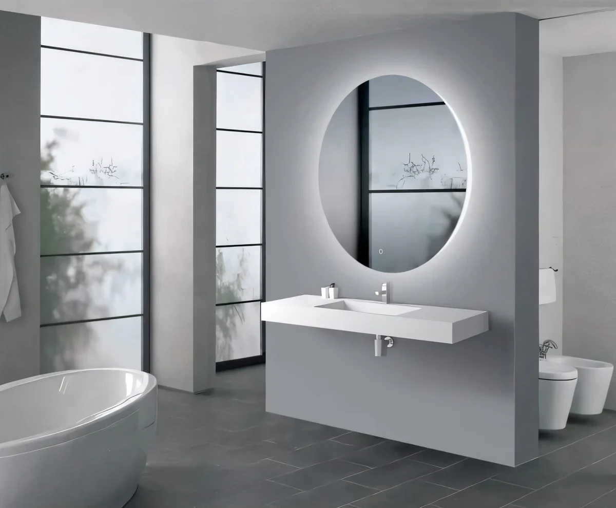 750mm Round 3 Color Lighting Backlit LED Mirror Touch Sensor Switch Defogger Pad Wall Mounted