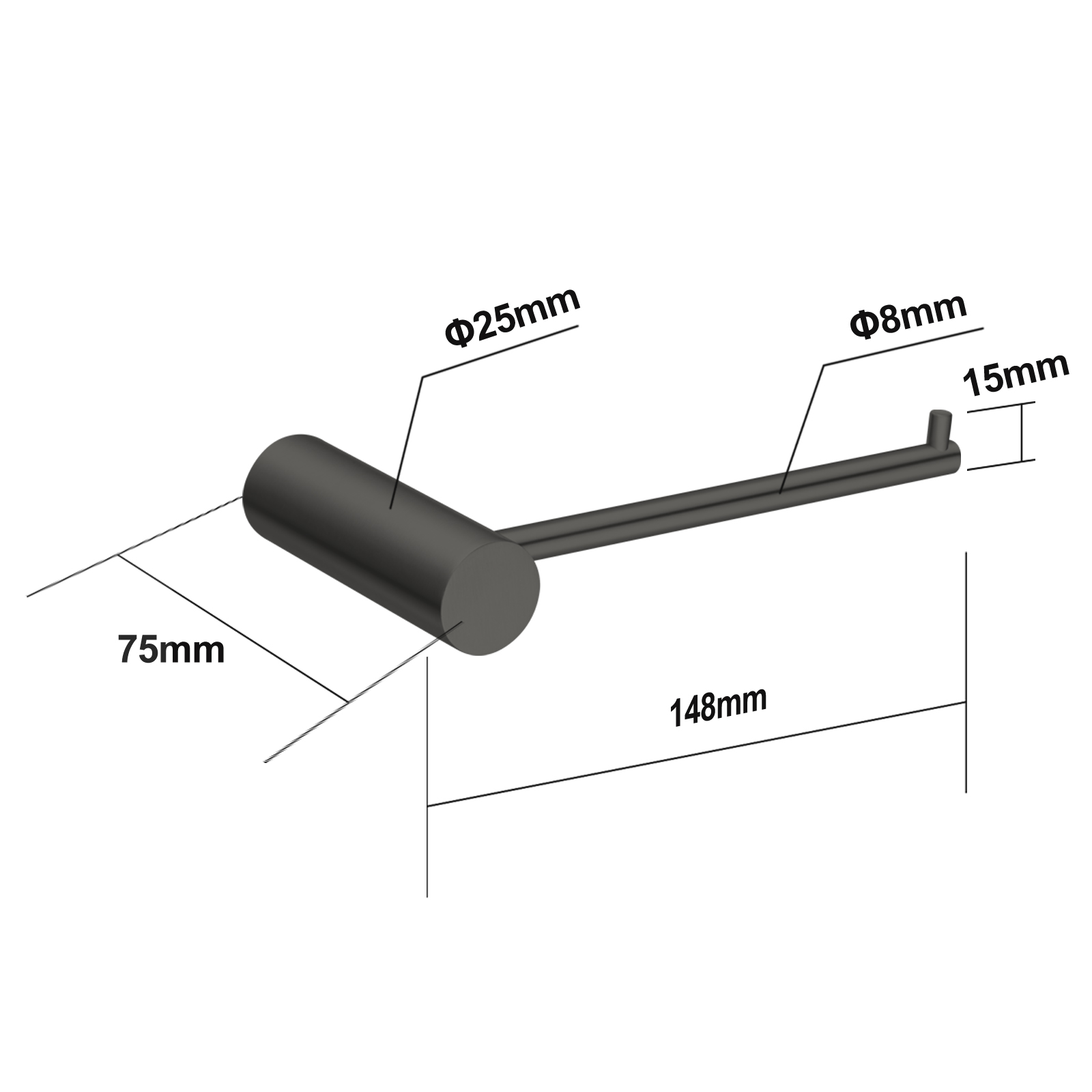 Aquaperla Gun Metal Grey Toilet Paper Holder