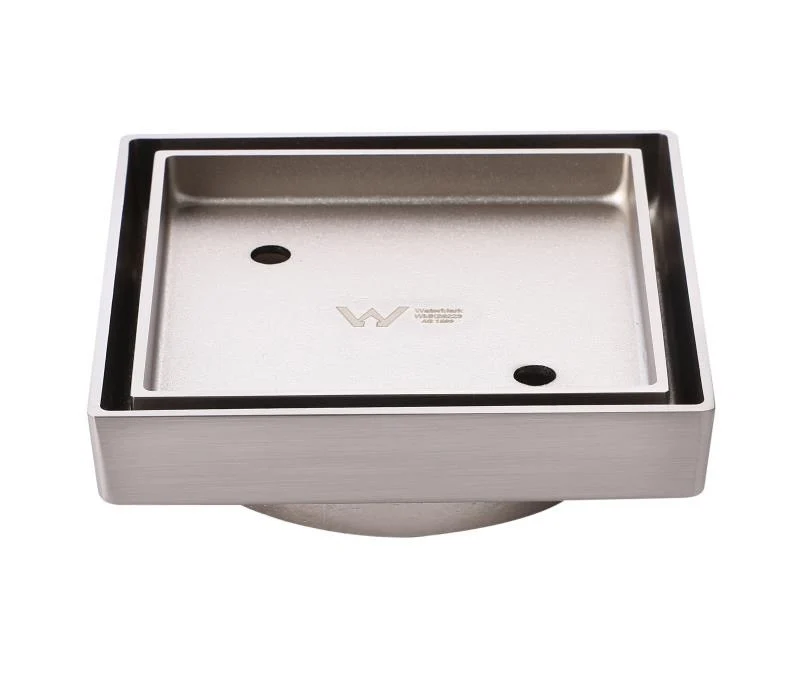 115×115×35mm Brushed Nickel Smart Tile Insert Floor Waste Shower Grate Drain (88mm Outlet)