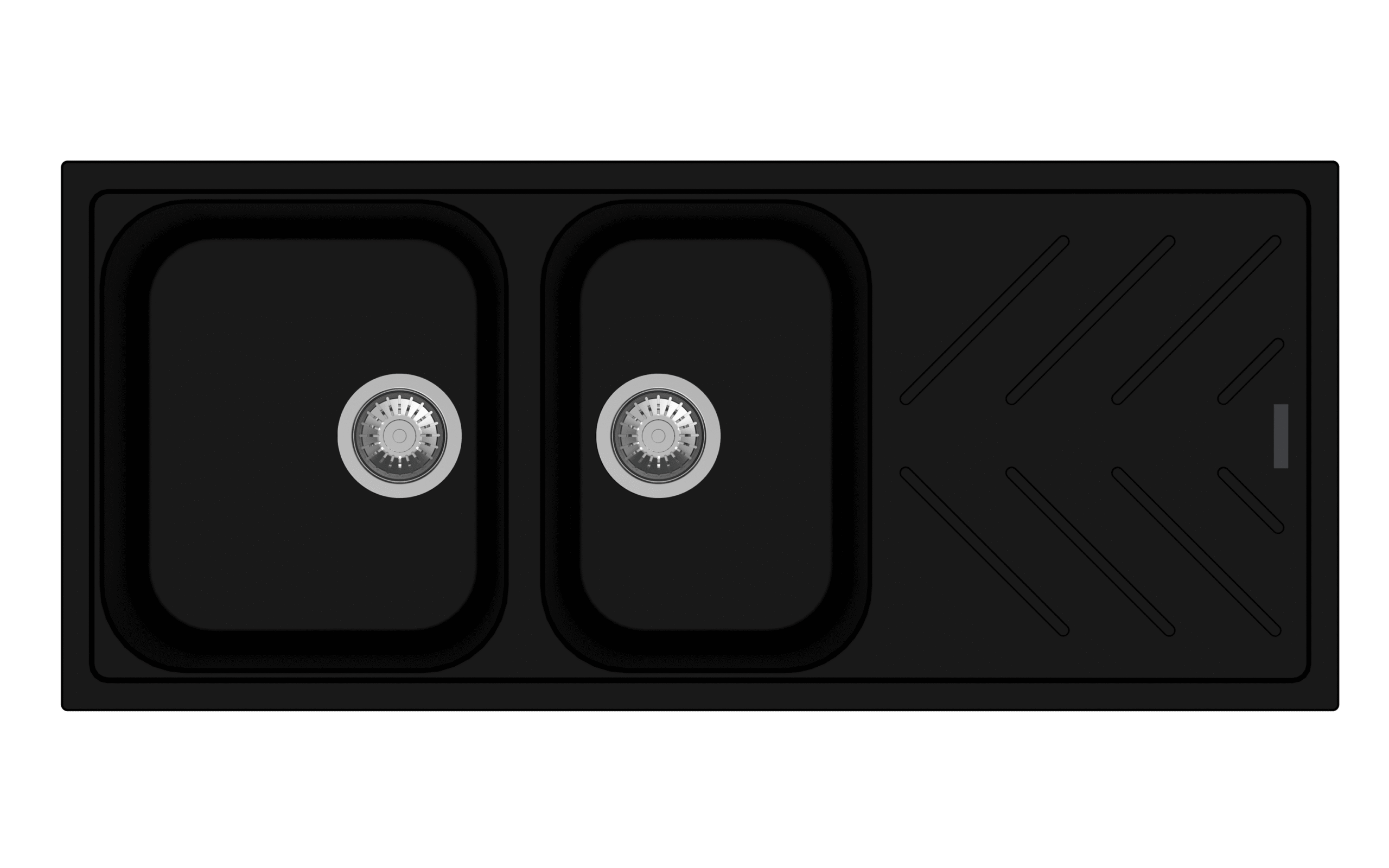 Black Carysil New Beethoven D200 Granite 1 and 3/4 Bowl with Drain Board Stone Kitchen Sink 1160*500mm