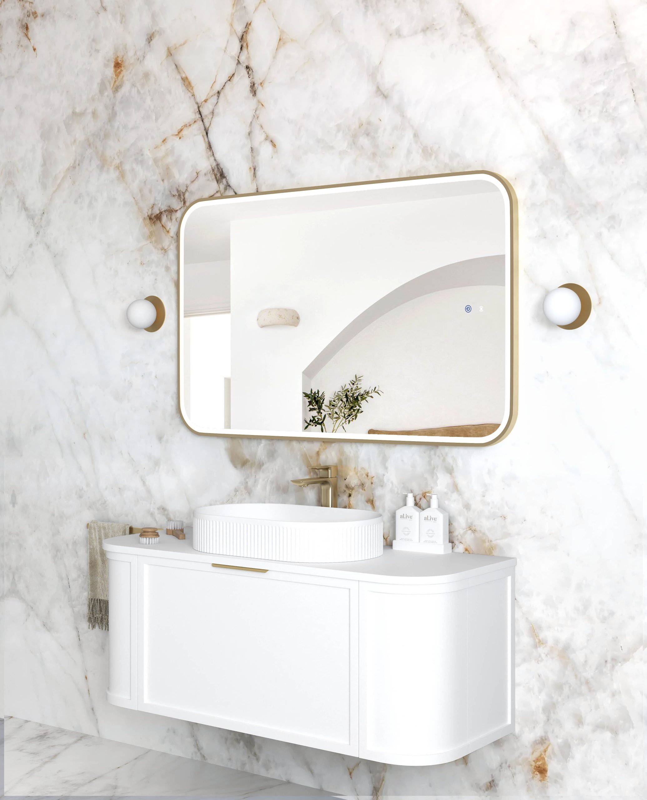 OTTI LED Newport 1200(W)x750(H) Frameless Tuffi Mirror - Install Horizontal or Vertical